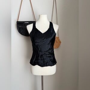 Jay Jacobs Sleek Black Satin Tank Top